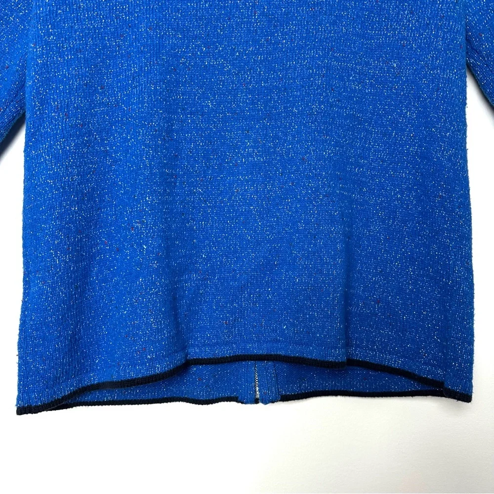 Grannycore Kitschy Blue Jay Embroidered Cottagecore Shimmer Knit Cardigan - Picture 12 of 12